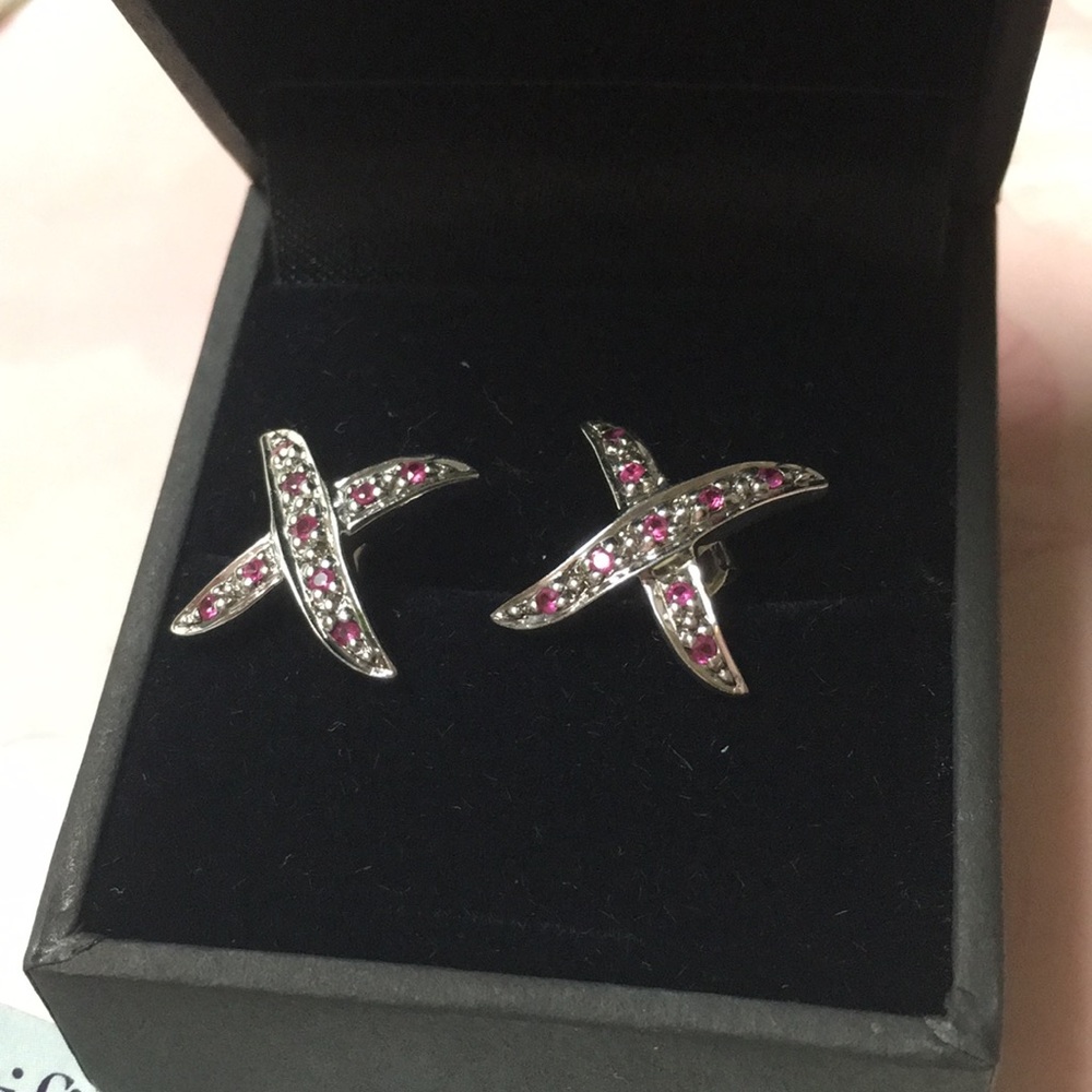 New condition silver ruby earrings